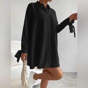 Black Button Down Dress with Ties